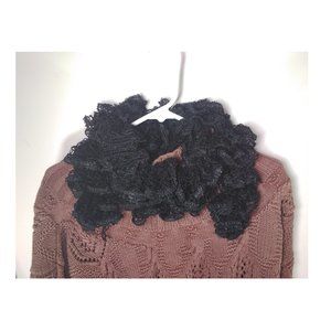 Black Sashay Yarn Fashion Ruffled Spirit Scarf Handmade by GranolaBean